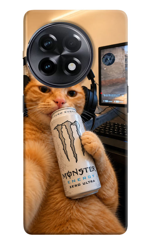 Gamer Cat Energy OnePlus 11R Back Cover