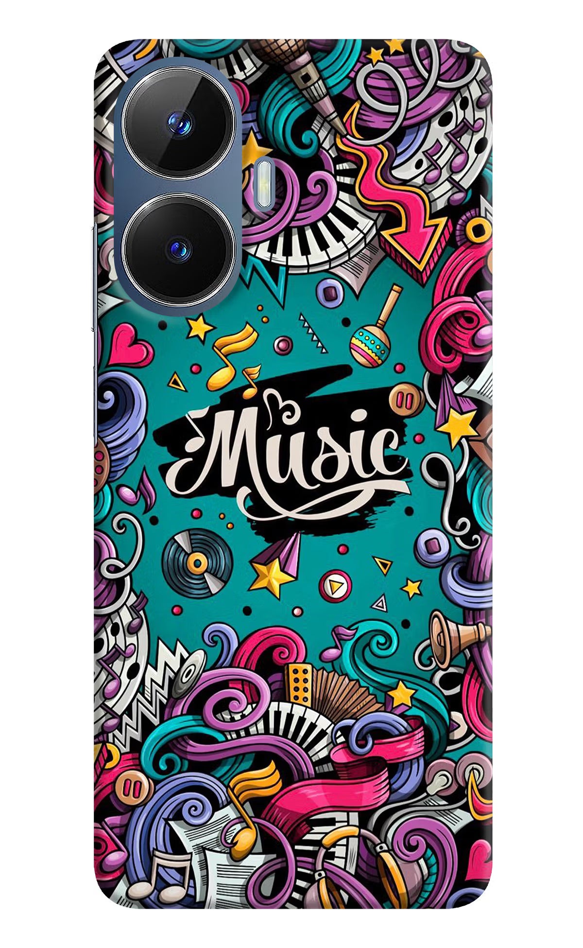 Music Graffiti Realme C55/N55 Hard Case Back Cover by Casekaro