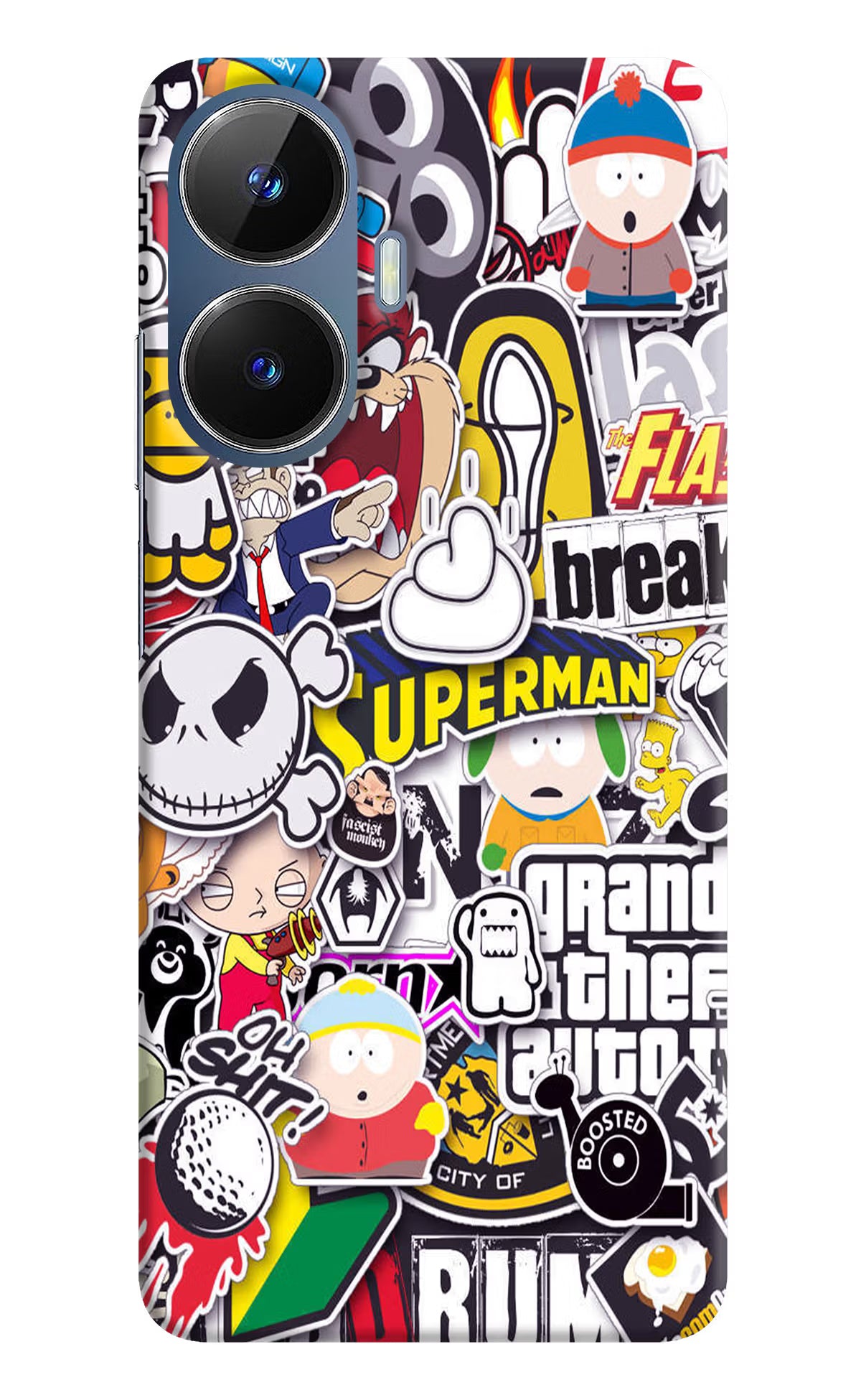Sticker Bomb Realme C55/N55 Hard Case Back Cover by Casekaro