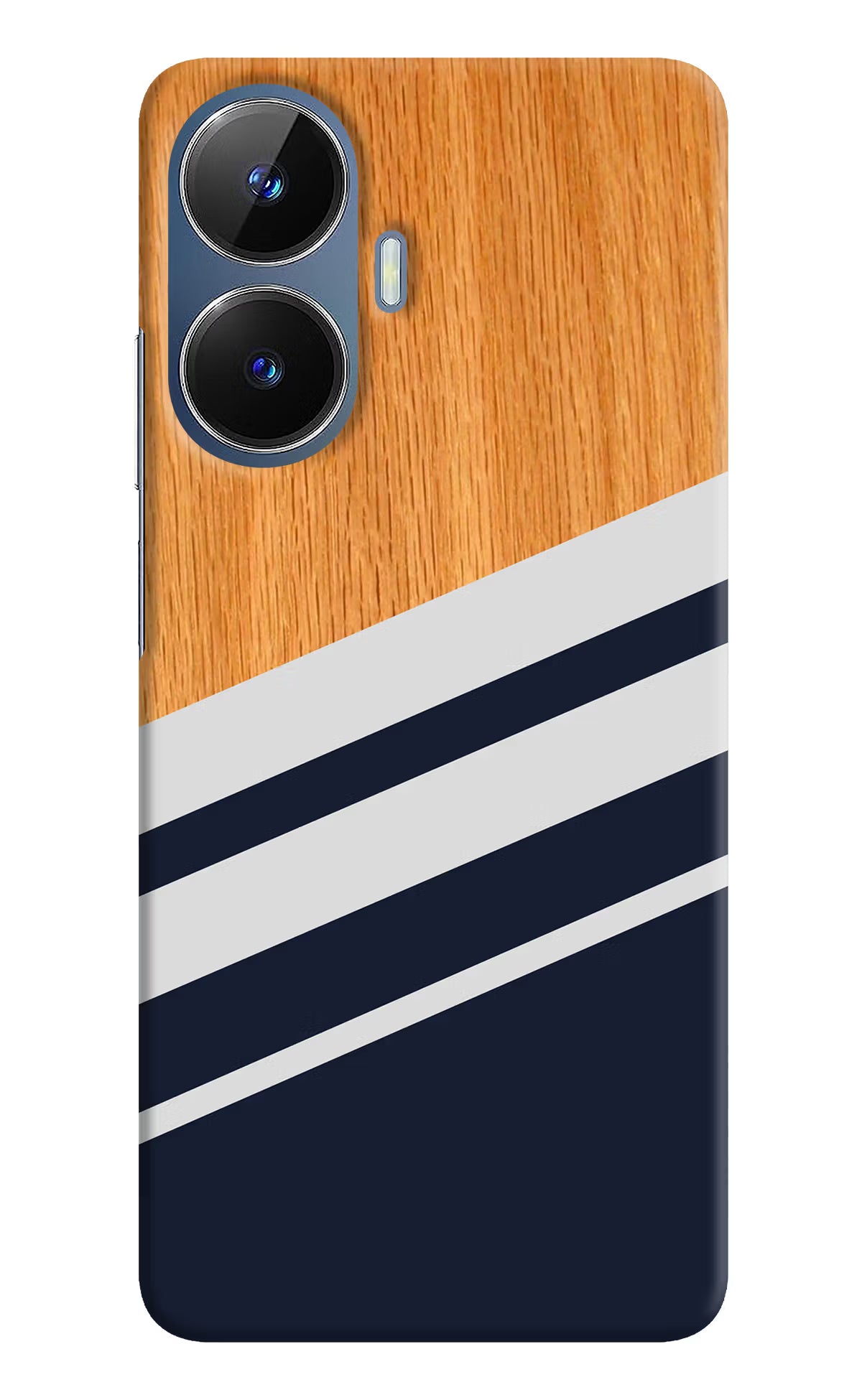 Blue and white wooden Realme C55/N55 Hard Case Back Cover by Casekaro