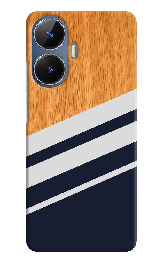Blue and white wooden Realme C55/N55 Hard Case Back Cover by Casekaro