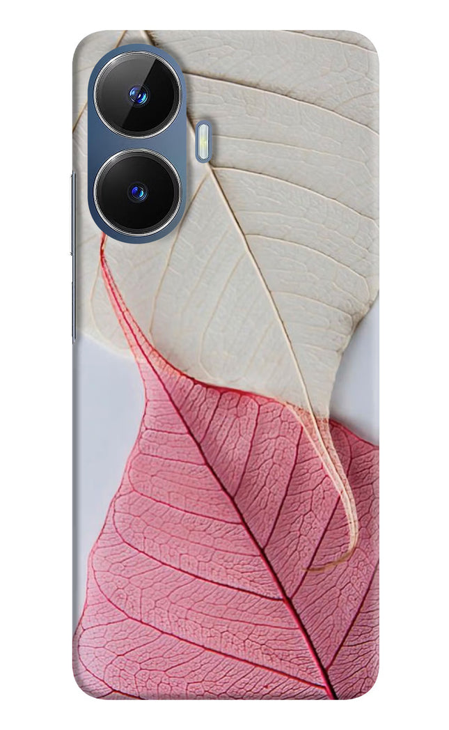 White Pink Leaf Realme C55/N55 Hard Case Back Cover by Casekaro