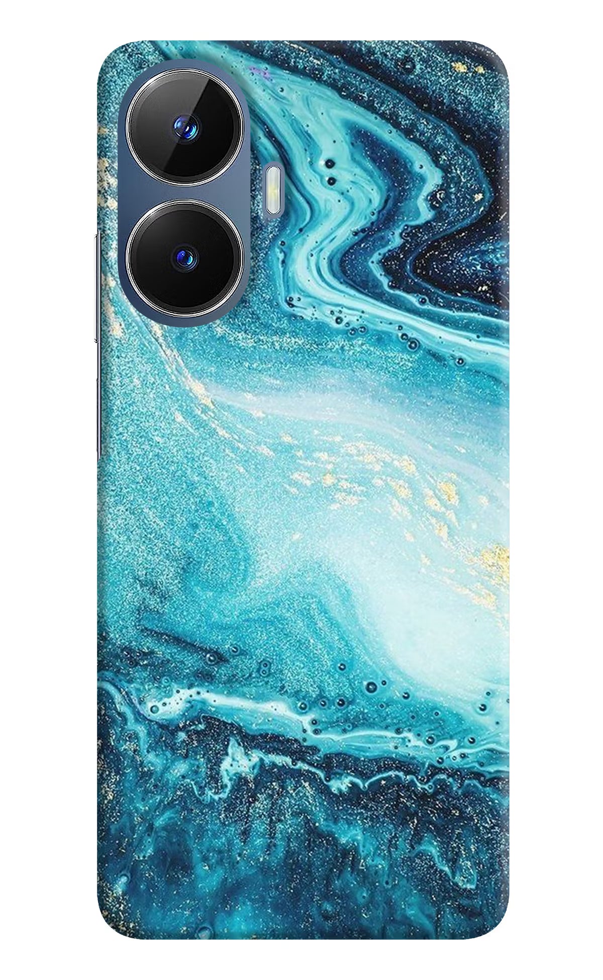 Blue Glitter Marble Realme C55/N55 Hard Case Back Cover by Casekaro