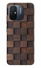 Wooden Cube Design Redmi 12C Hard Case Back Cover by Casekaro
