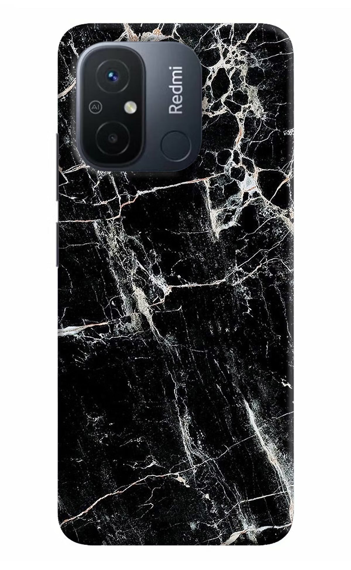 Black Marble Texture Redmi 12C Hard Case Back Cover by Casekaro
