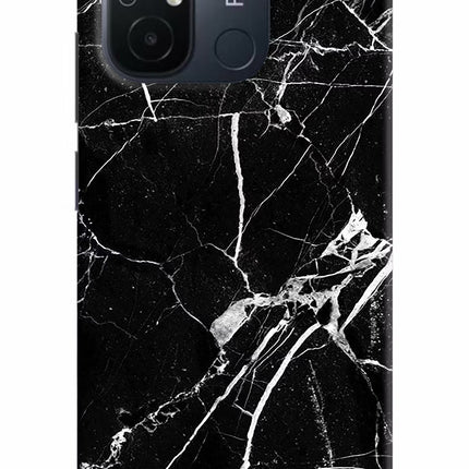 Black Marble Pattern Redmi 12C Hard Case Back Cover by Casekaro