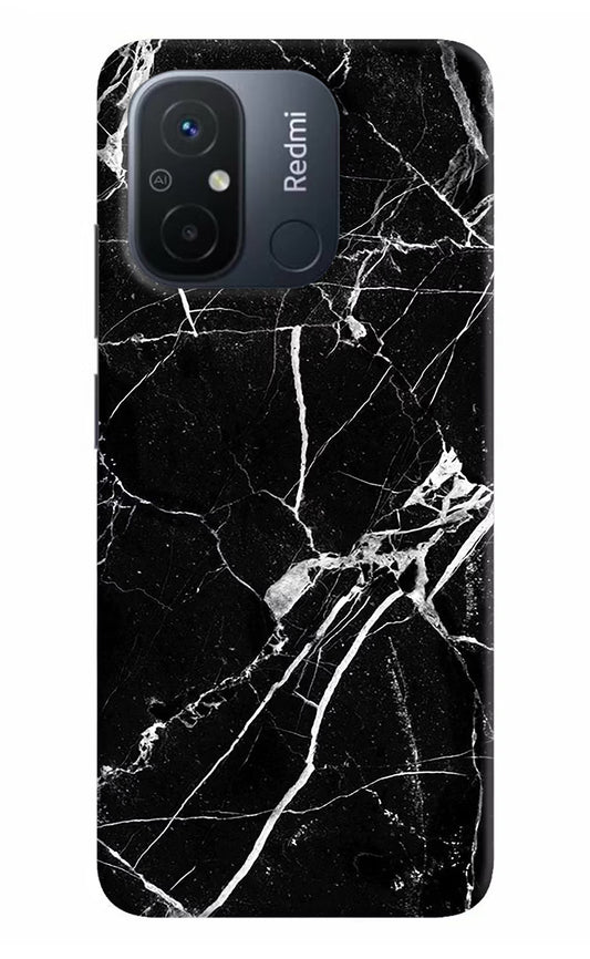 Black Marble Pattern Redmi 12C Hard Case Back Cover by Casekaro
