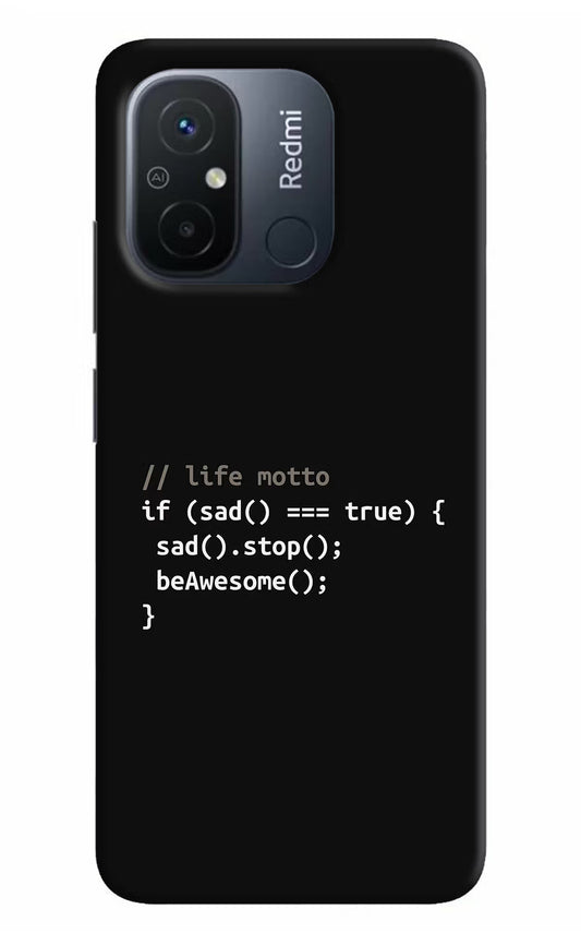 Life Motto Code Redmi 12C Hard Case Back Cover by Casekaro