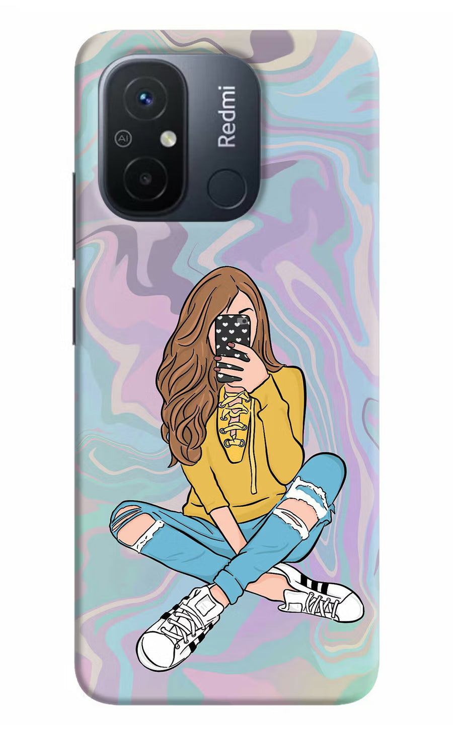 Selfie Girl Redmi 12C Back Cover, Hard case