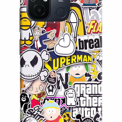 Sticker Bomb Redmi 12C Hard Case Back Cover by Casekaro