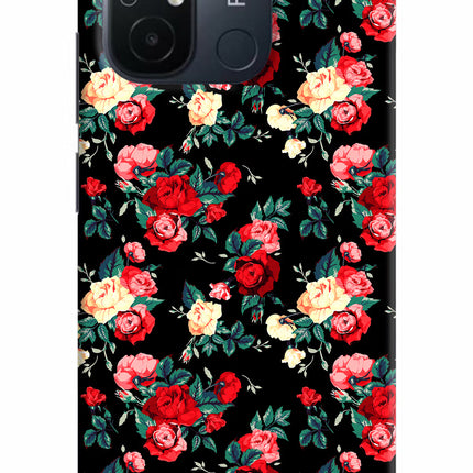 Rose Pattern Redmi 12C Hard Case Back Cover by Casekaro