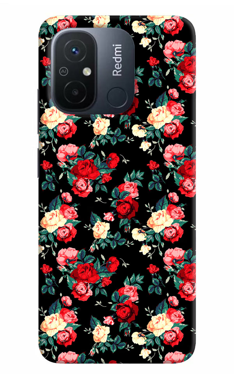 Rose Pattern Redmi 12C Back Cover, Hard case