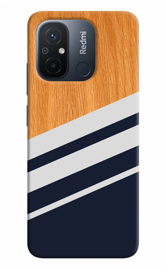 Blue and white wooden Redmi 12C Hard Case Back Cover by Casekaro