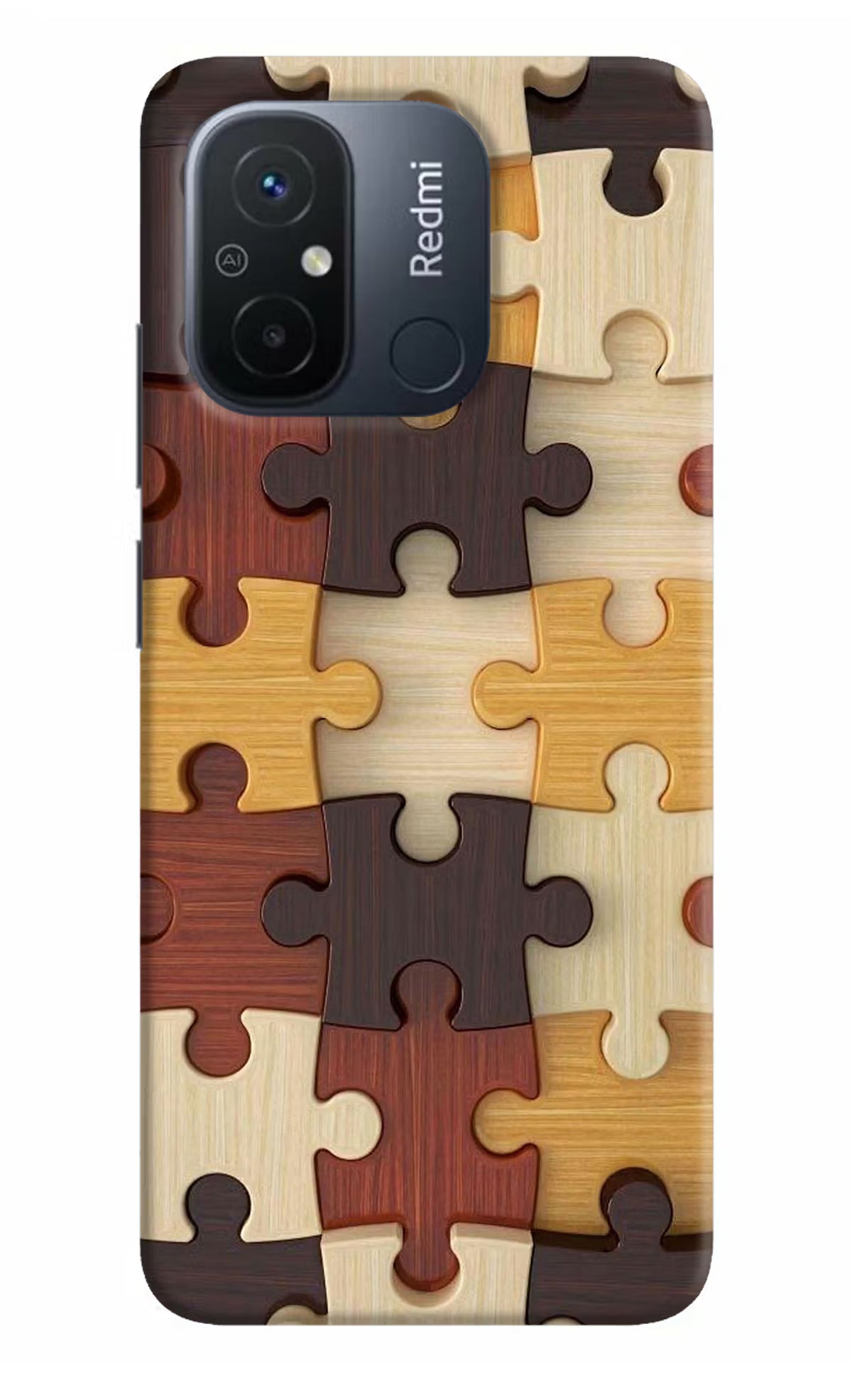 Wooden Puzzle Redmi 12C Hard Case Back Cover by Casekaro