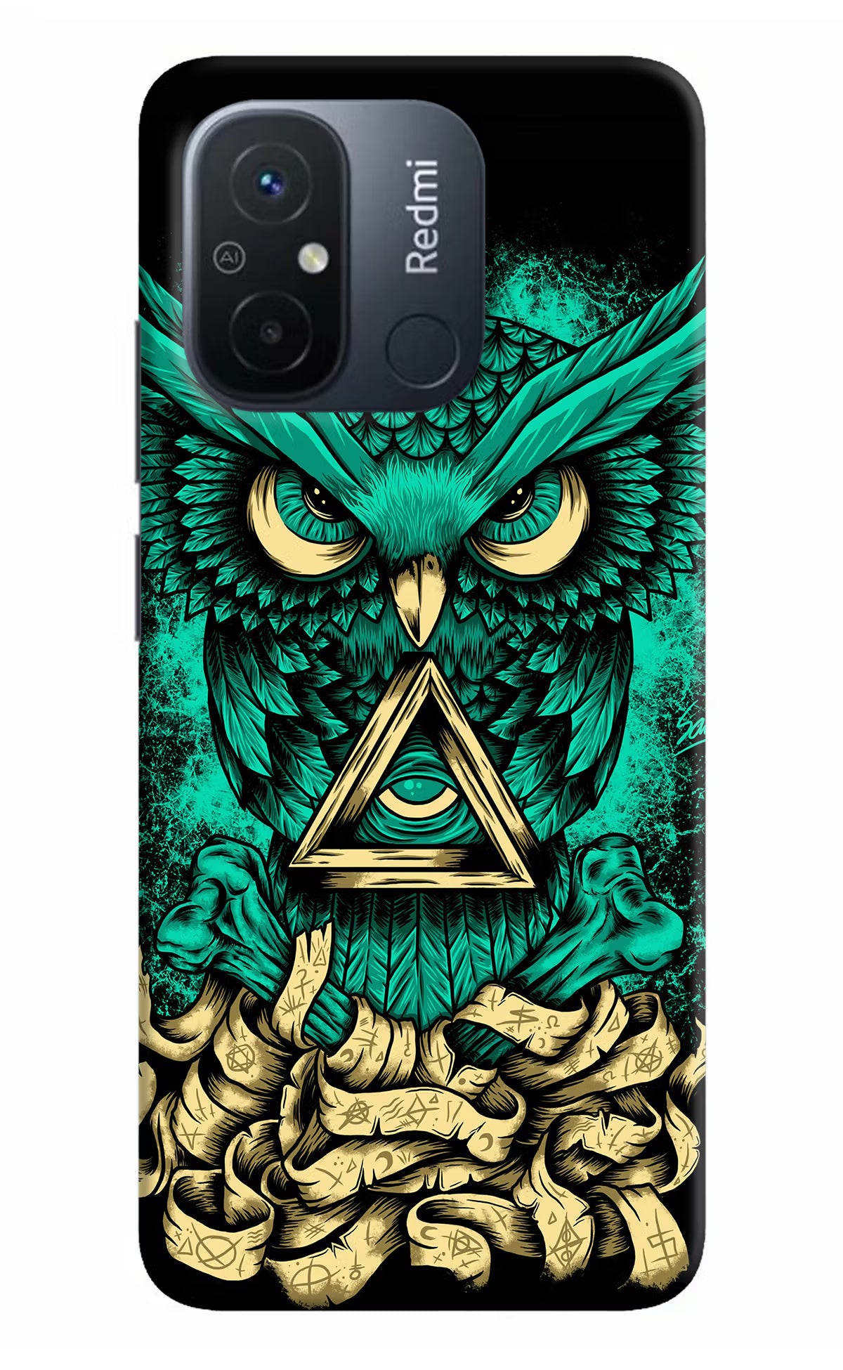 Green Owl Redmi 12C Hard Case Back Cover by Casekaro