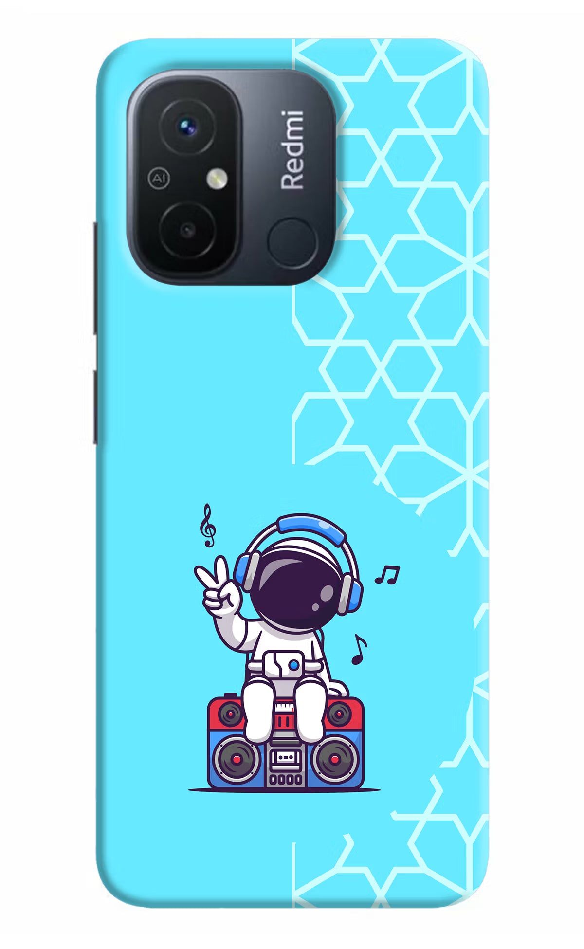 Cute Astronaut Chilling Redmi 12C Hard Case Back Cover by Casekaro