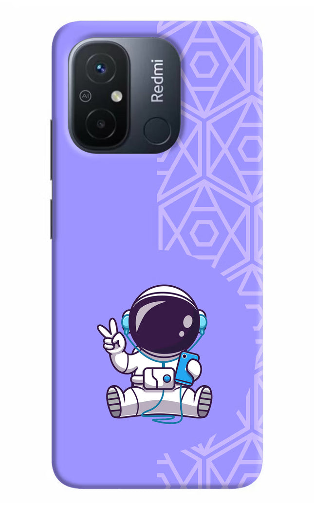 Cute Astronaut Chilling Redmi 12C Hard Case Back Cover by Casekaro