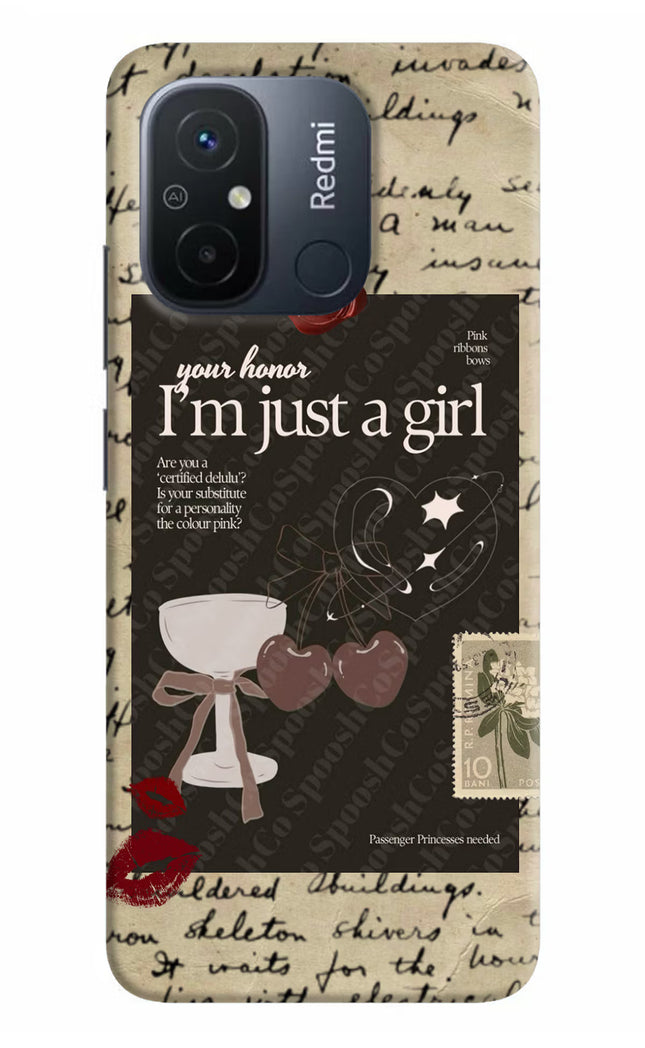 I am just a girl Redmi 12C Hard Case Back Cover by Casekaro