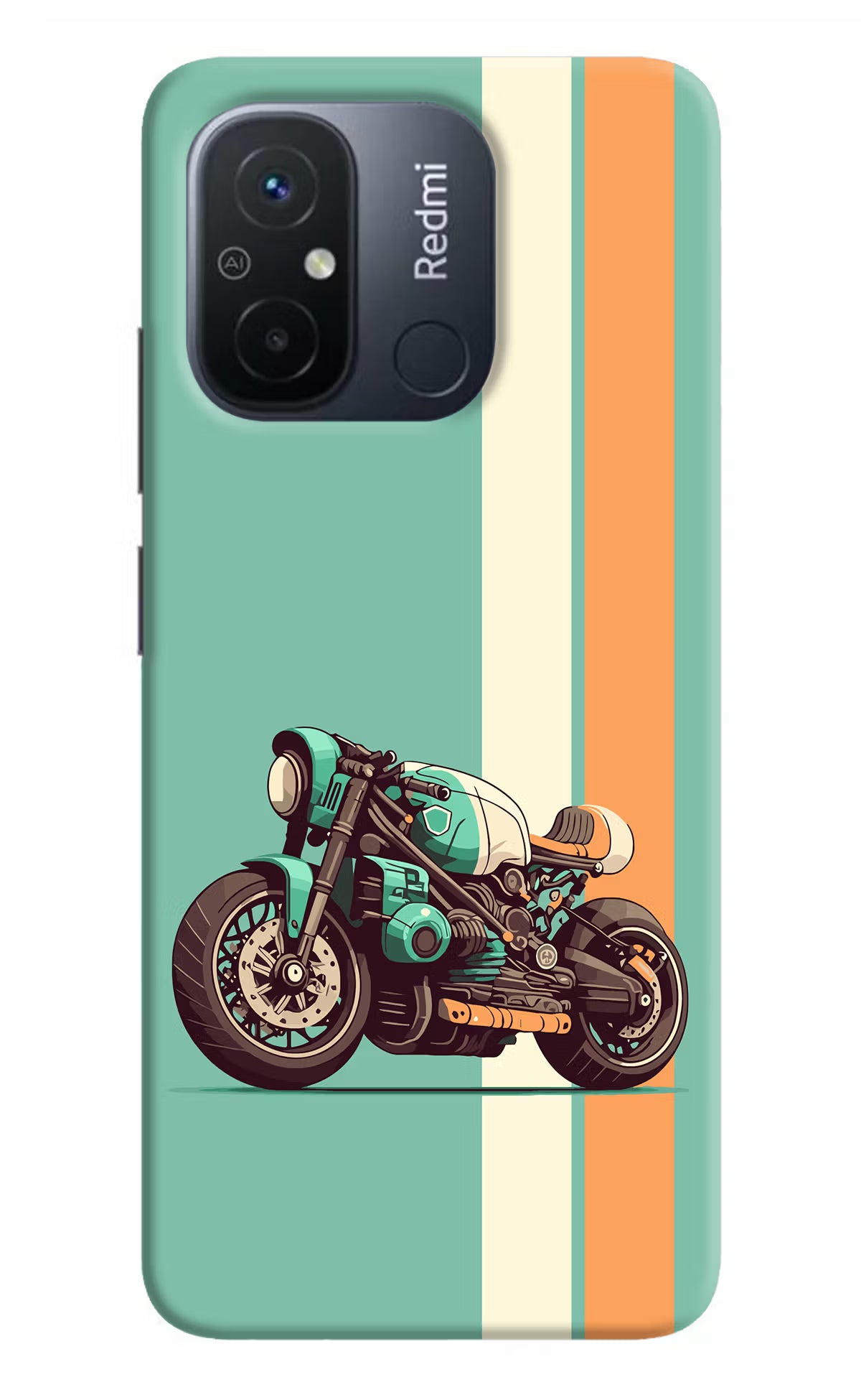 Striped Moto Drift Redmi 12C Hard Case Back Cover by Casekaro