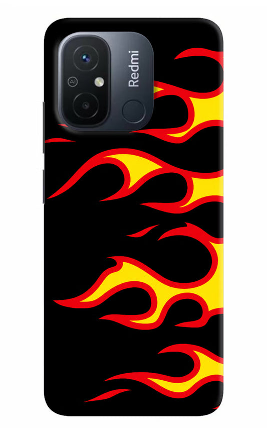 Side Sweep Flames Redmi 12C Hard Case Back Cover by Casekaro