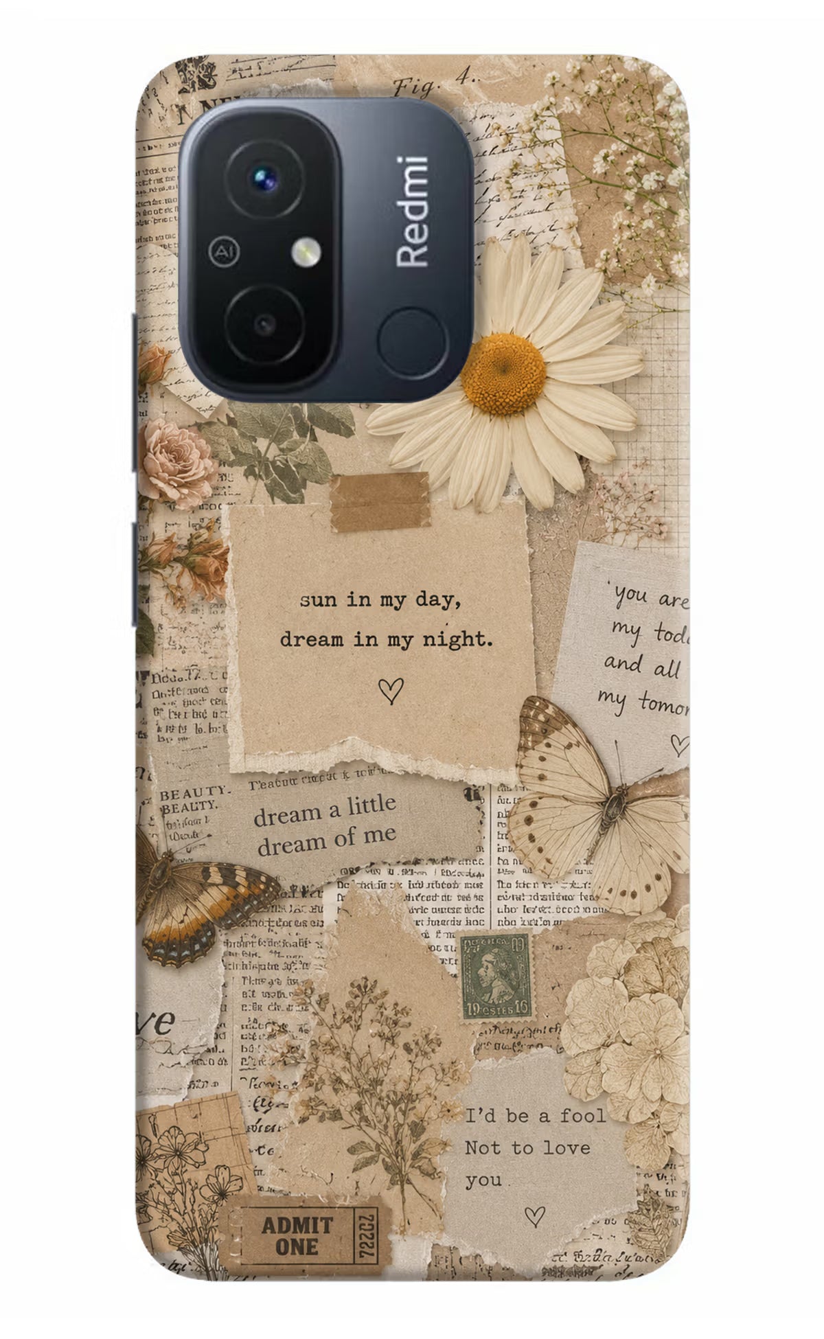 Vintage case Redmi 12C Back Cover
