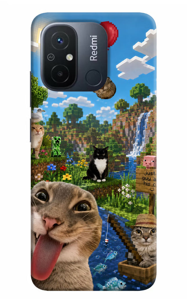 Minecraft Cat Chaos Redmi 12C Hard Case Back Cover by Casekaro