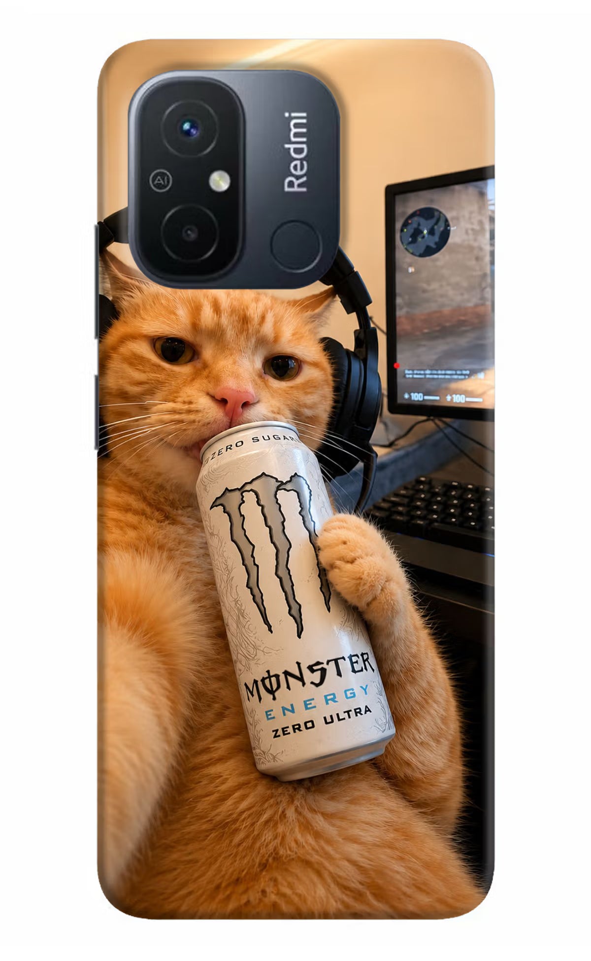 Gamer Cat Energy Redmi 12C Back Cover