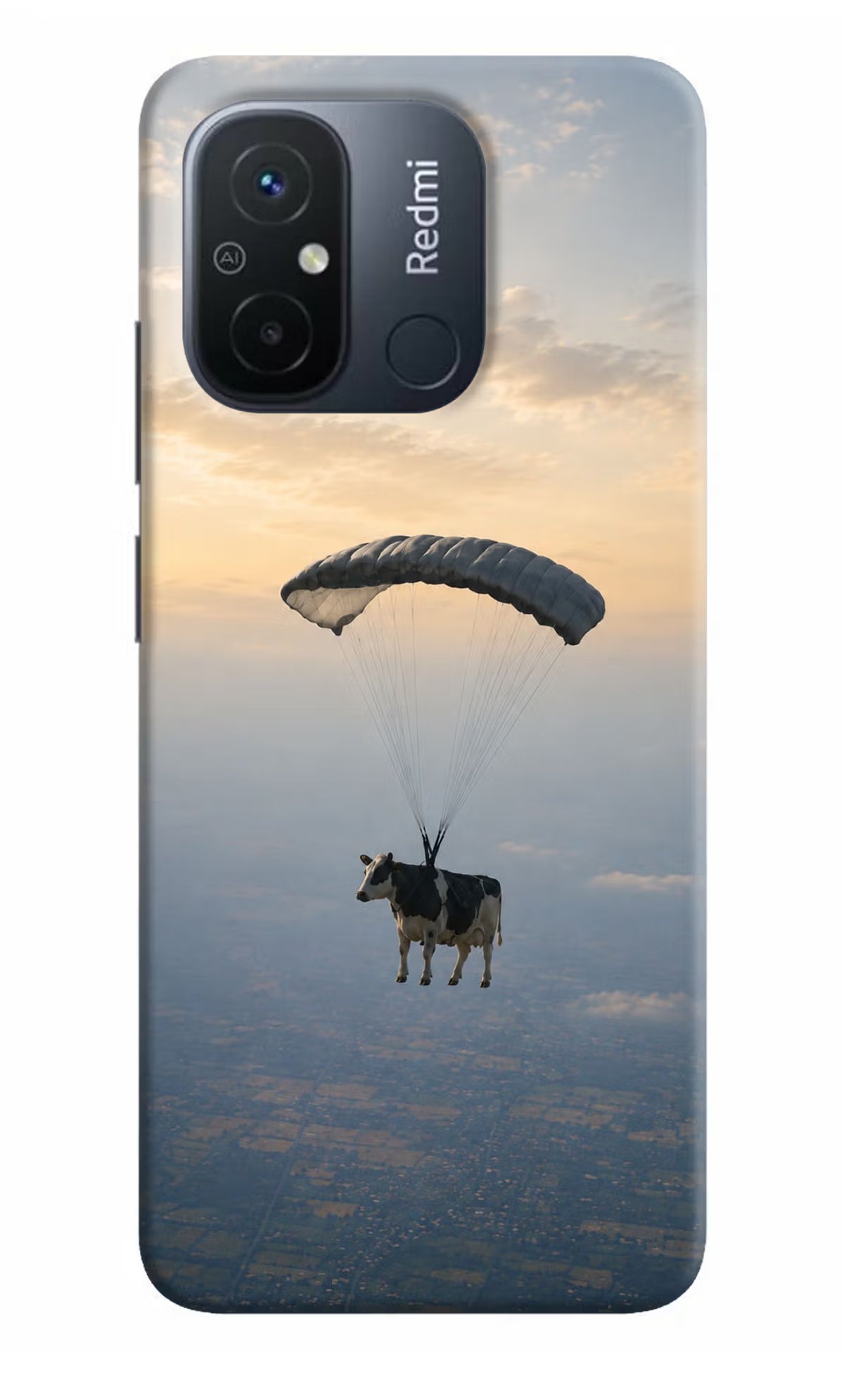 Skydiving Cow Redmi 12C Back Cover