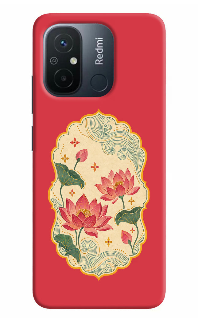Pink Lotus Redmi 12C Back Cover