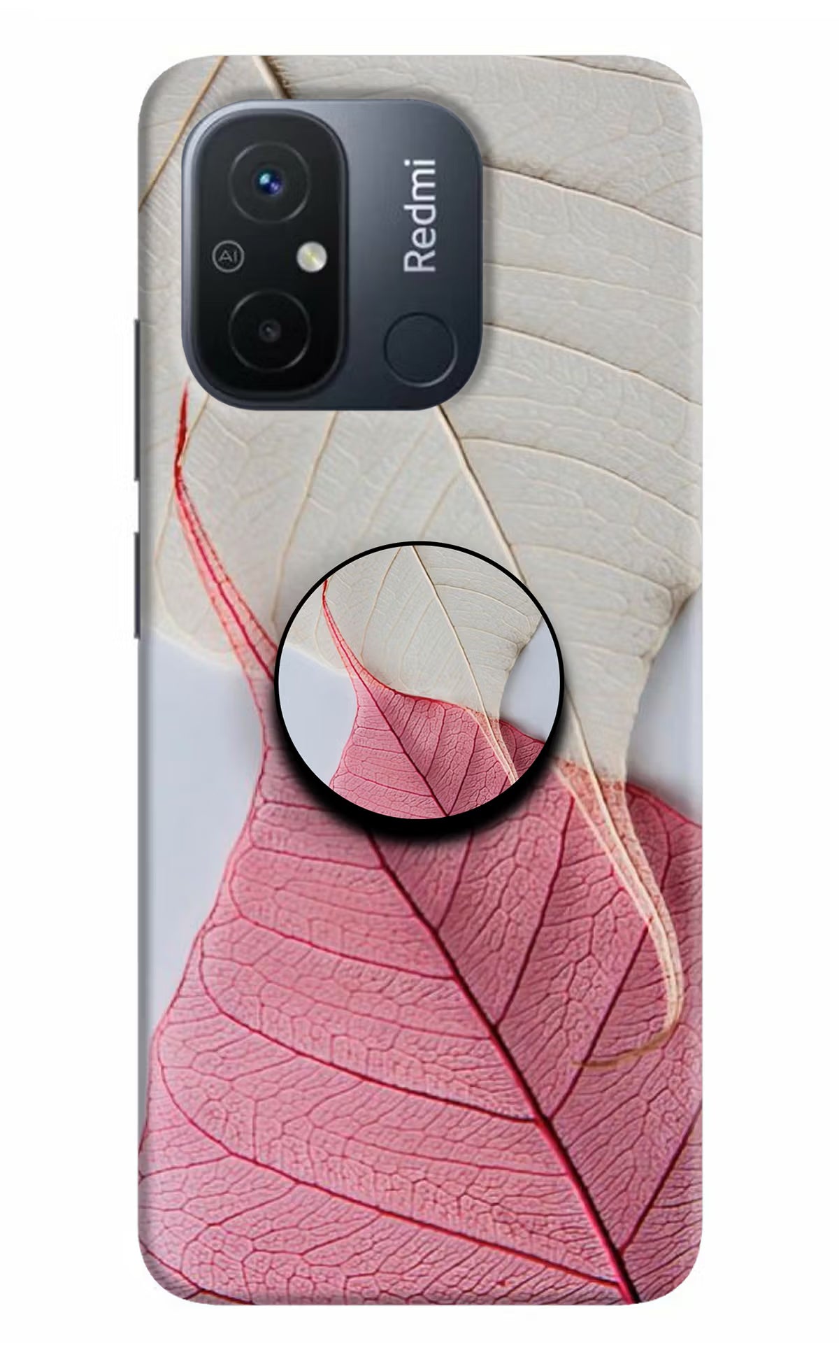 White Pink Leaf Redmi 12C Pop Case by Casekaro