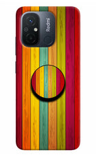 Multicolor Wooden Redmi 12C Pop Case by Casekaro