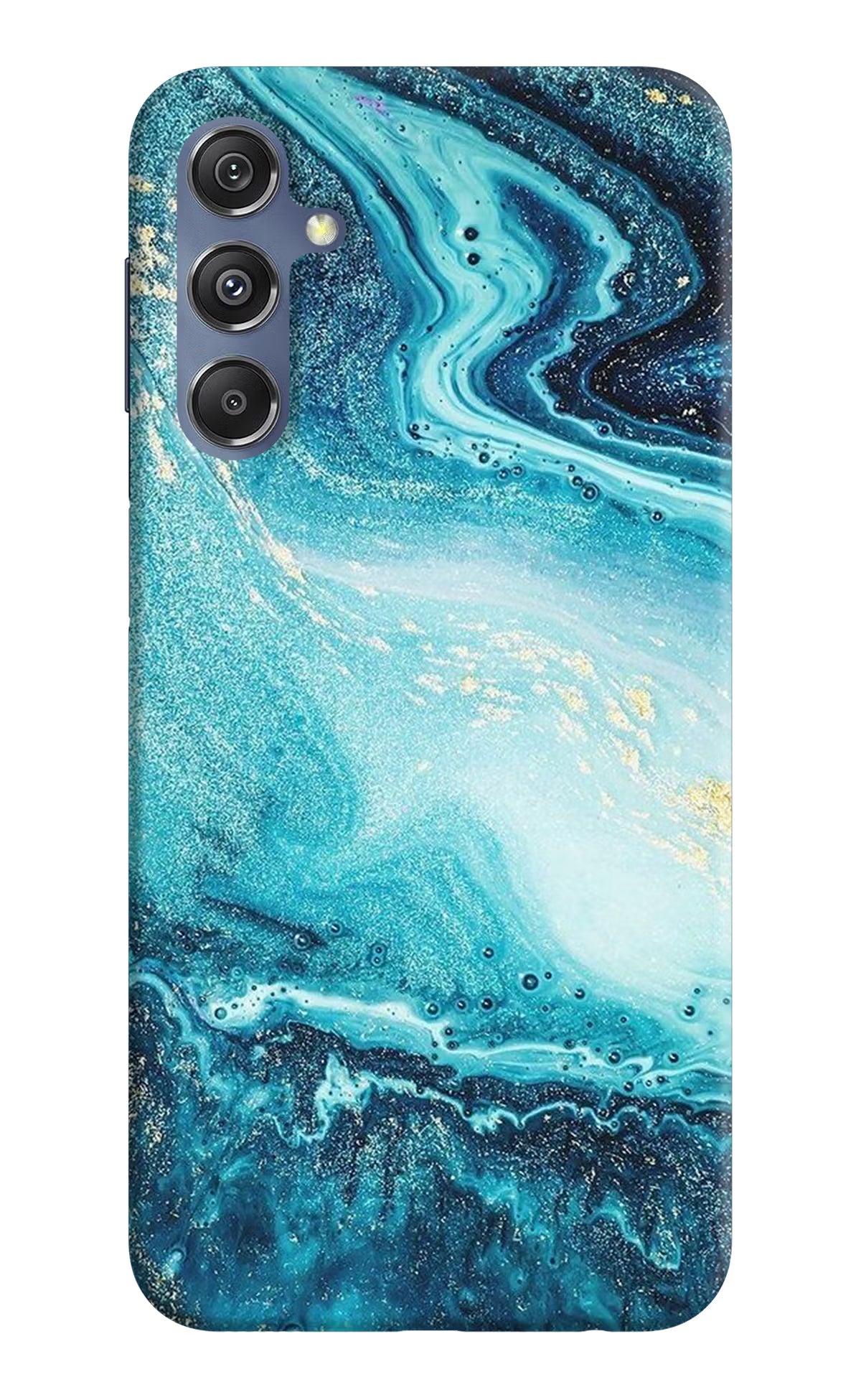 Blue Glitter Marble Samsung M34 5G/F34 5G Hard Case Back Cover by Casekaro