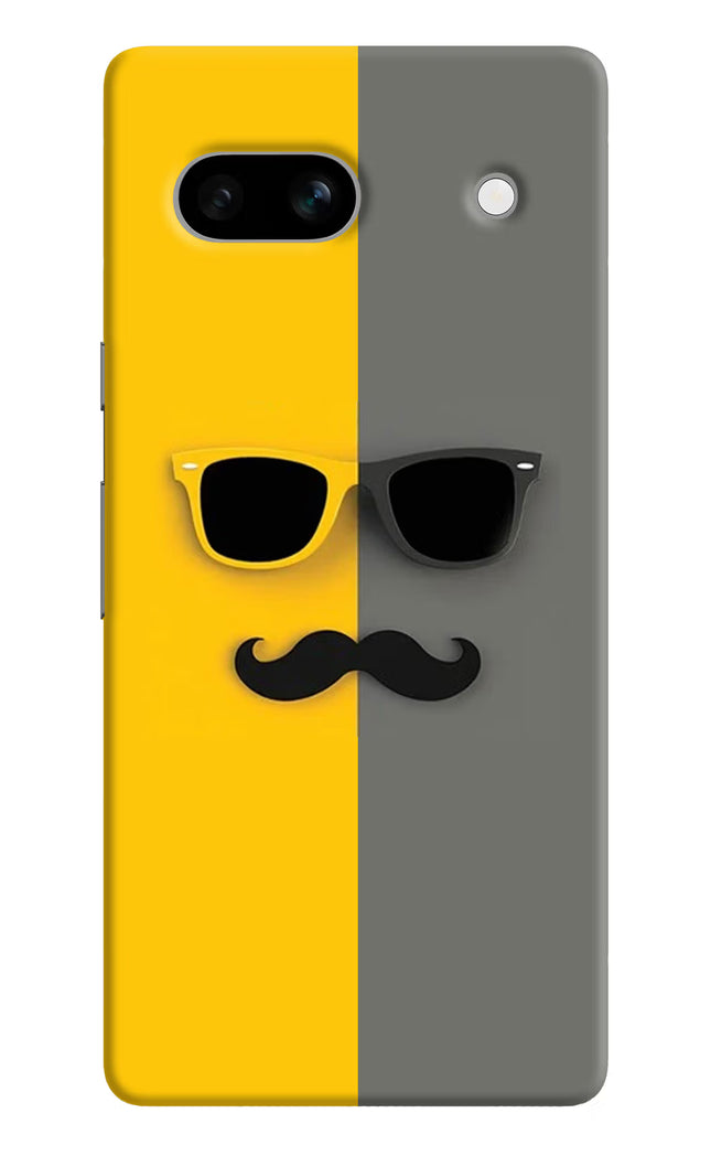 Sunglasses with Mustache Google Pixel 7A Hard Case Back Cover by Casekaro