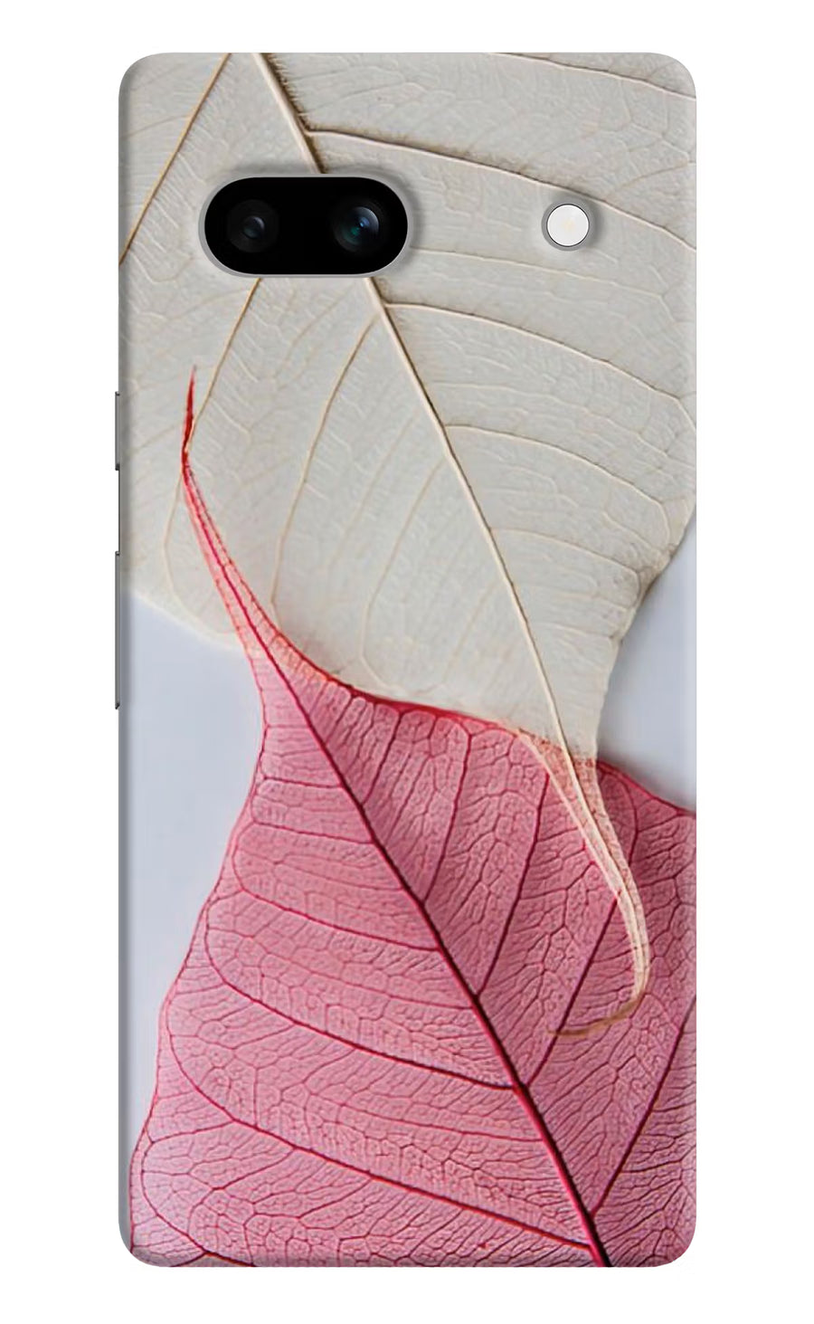 White Pink Leaf Google Pixel 7A Back Cover, Hard case