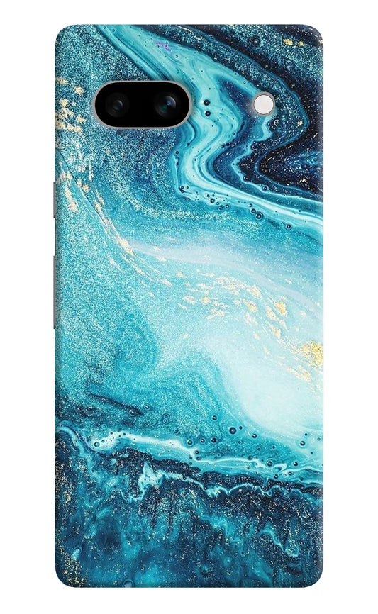 Blue Glitter Marble Google Pixel 7A Hard Case Back Cover by Casekaro