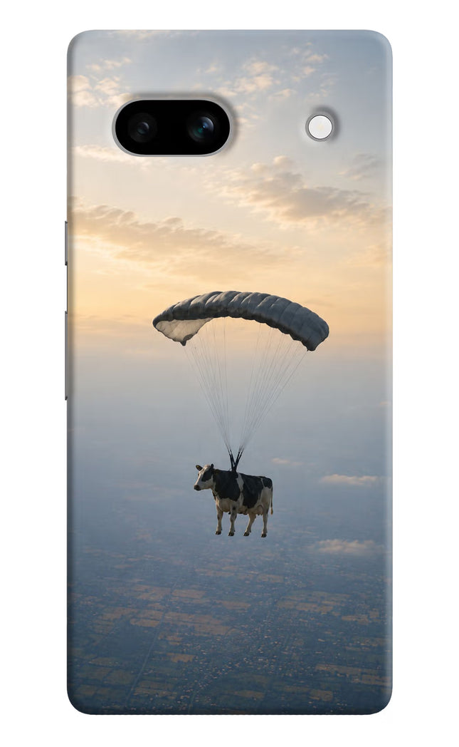 Skydiving Cow Google Pixel 7A Hard Case Back Cover by Casekaro