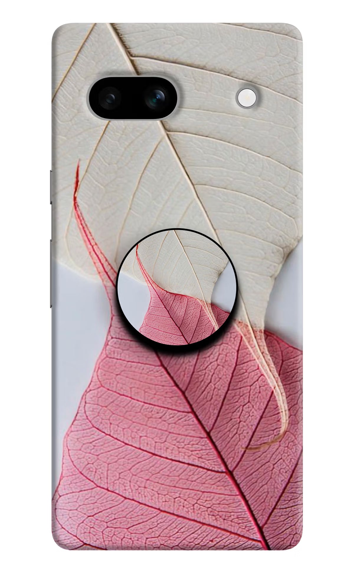 White Pink Leaf Google Pixel 7A Pop Case by Casekaro