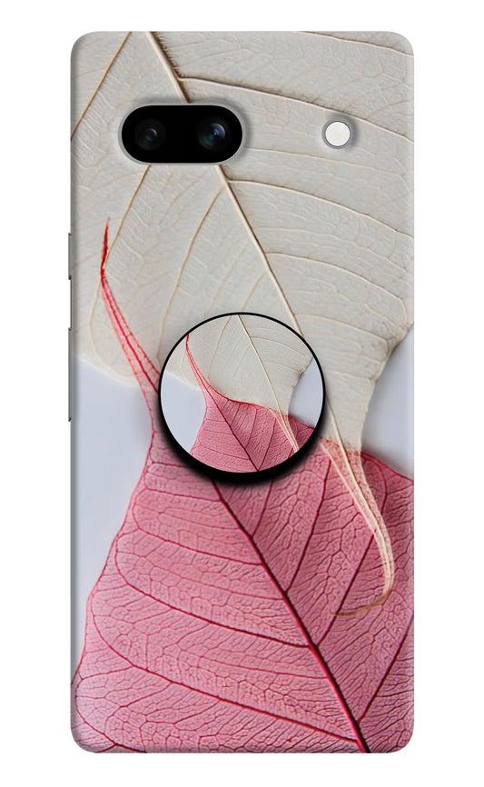 White Pink Leaf Google Pixel 7A Pop Case by Casekaro