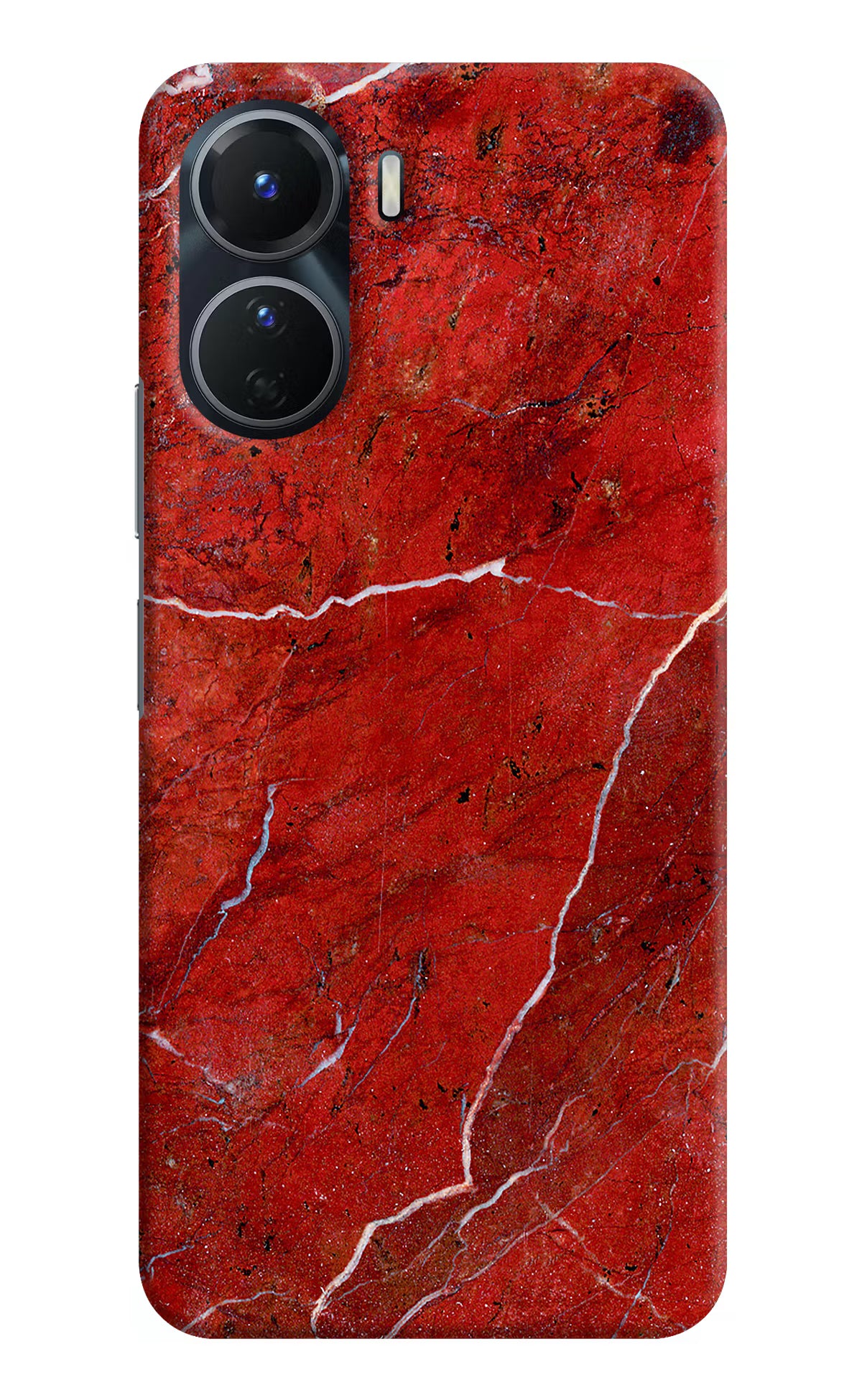 Red Marble Design Vivo T2x 5G Hard Case Back Cover by Casekaro