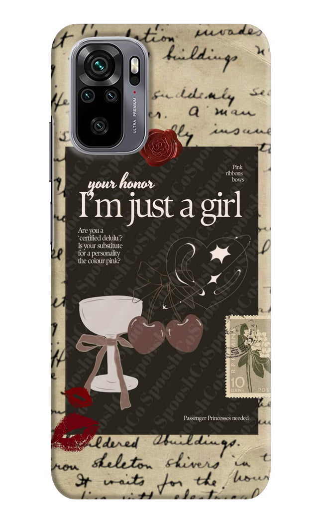 I am just a girl Redmi Note 11 SE Hard Case Back Cover by Casekaro