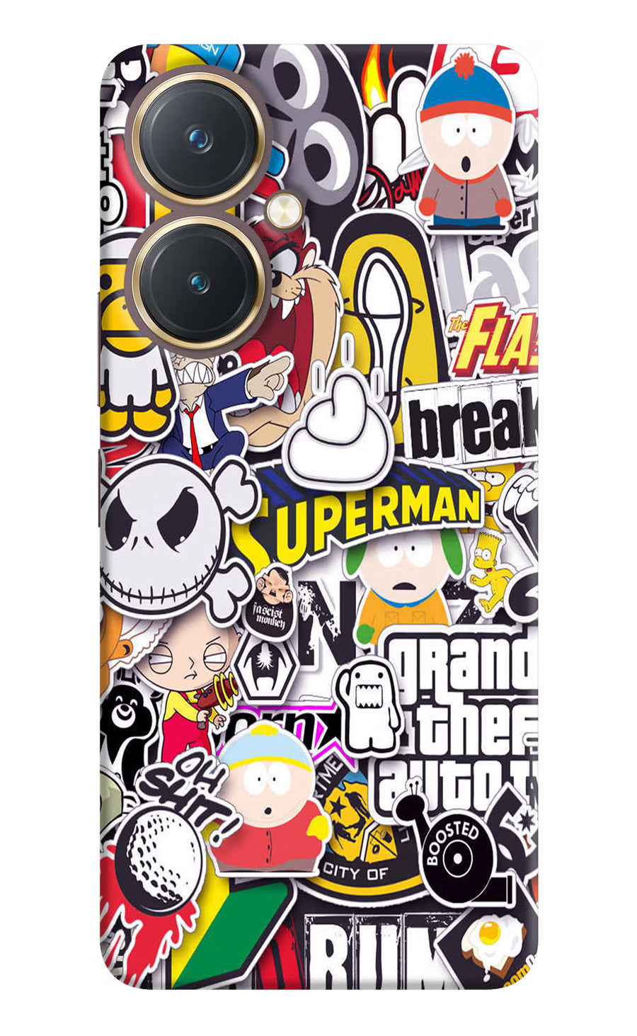 Sticker Bomb Vivo Y27 Back Cover, Hard case