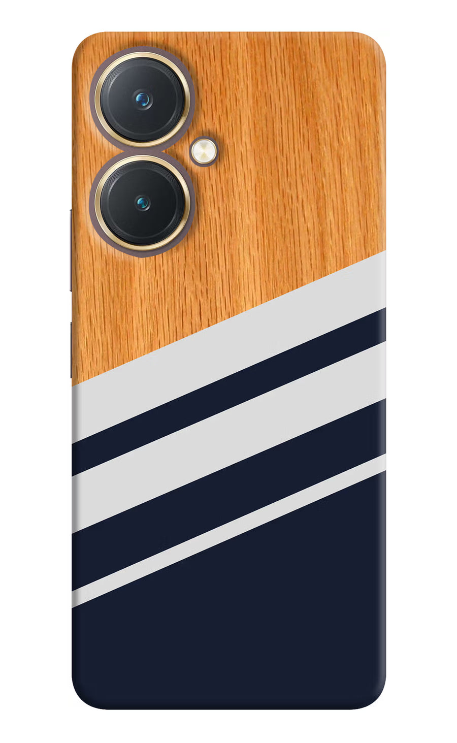 Blue and white wooden Vivo Y27 Back Cover, Hard case