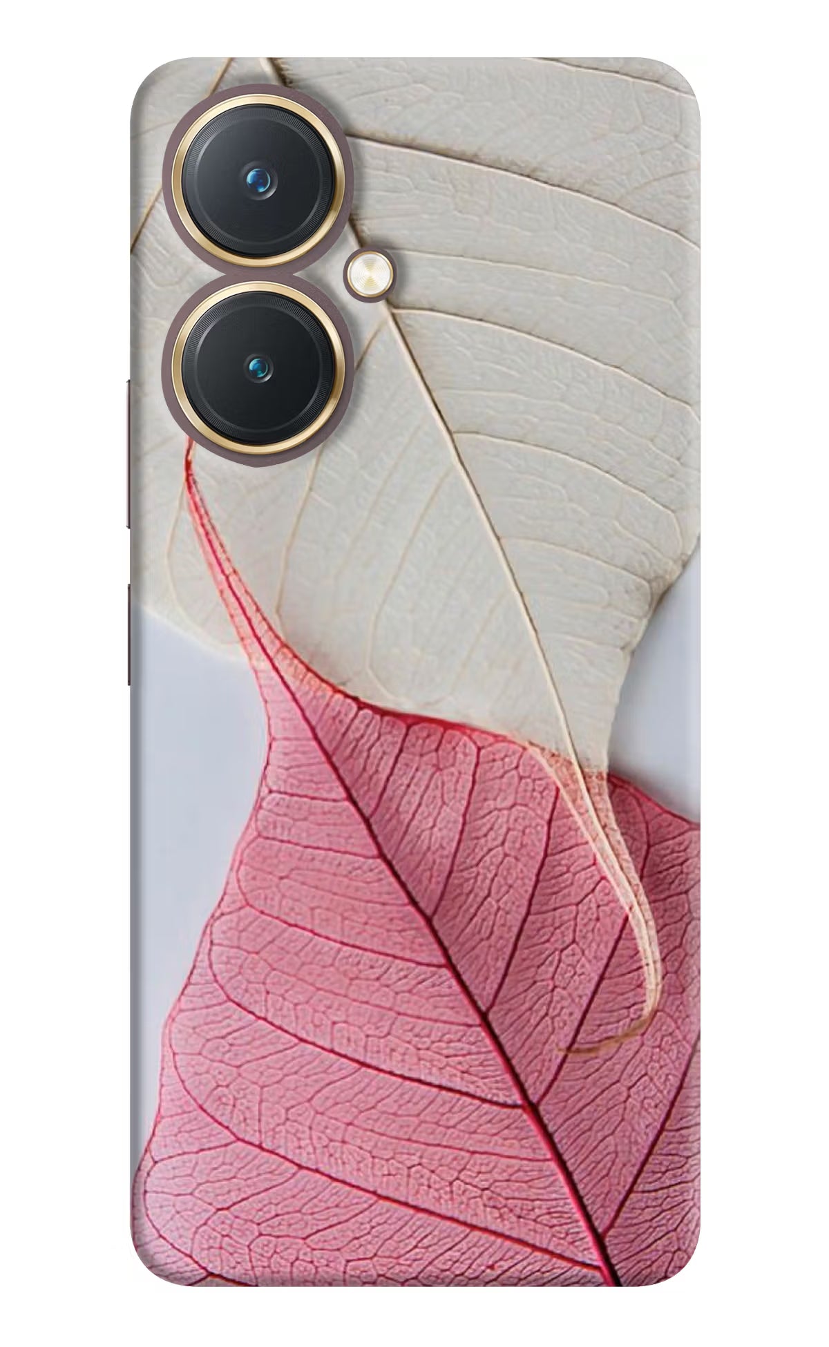 White Pink Leaf Vivo Y27 Hard Case Back Cover by Casekaro