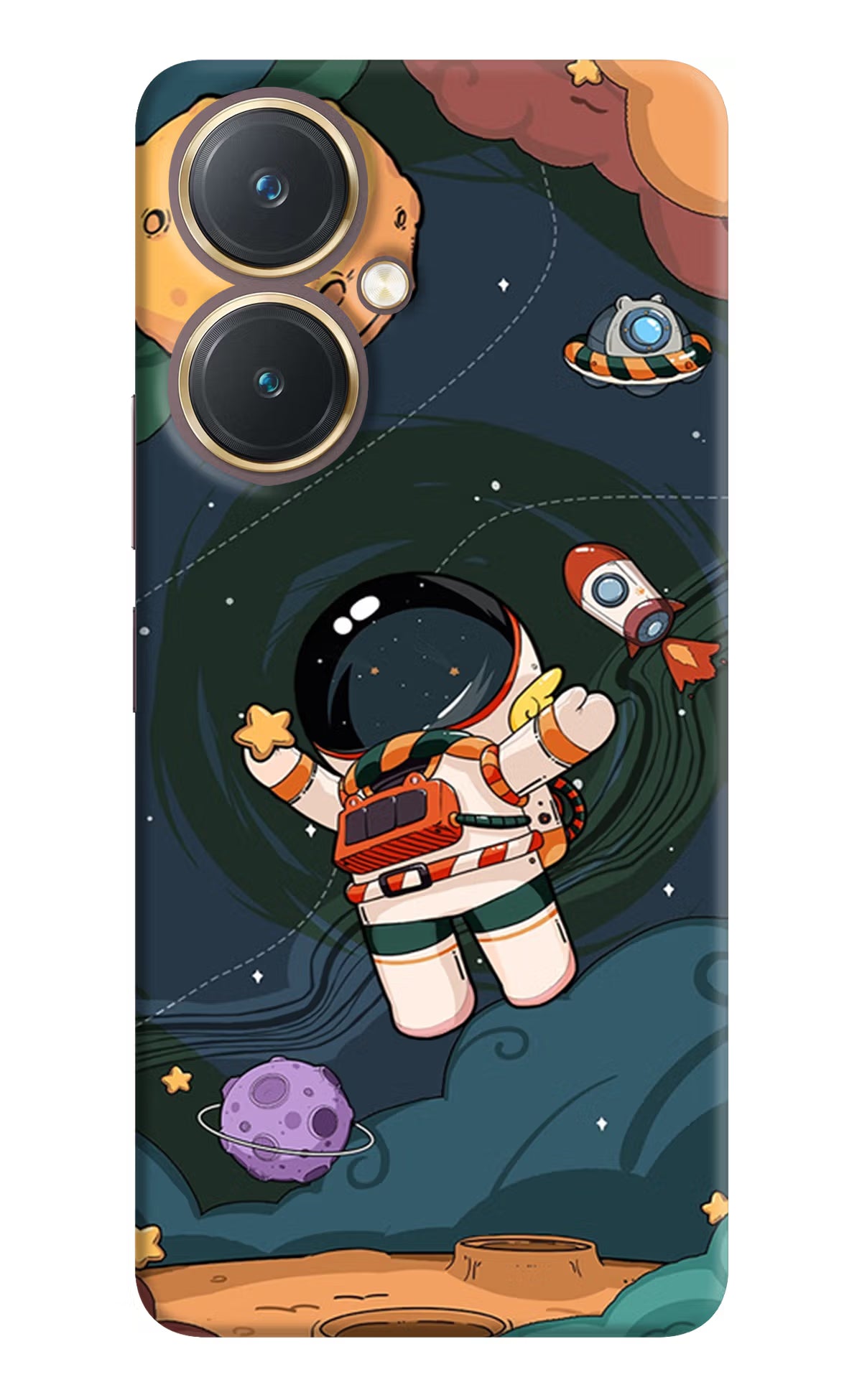 Cartoon Astronaut Vivo Y27 Hard Case Back Cover by Casekaro