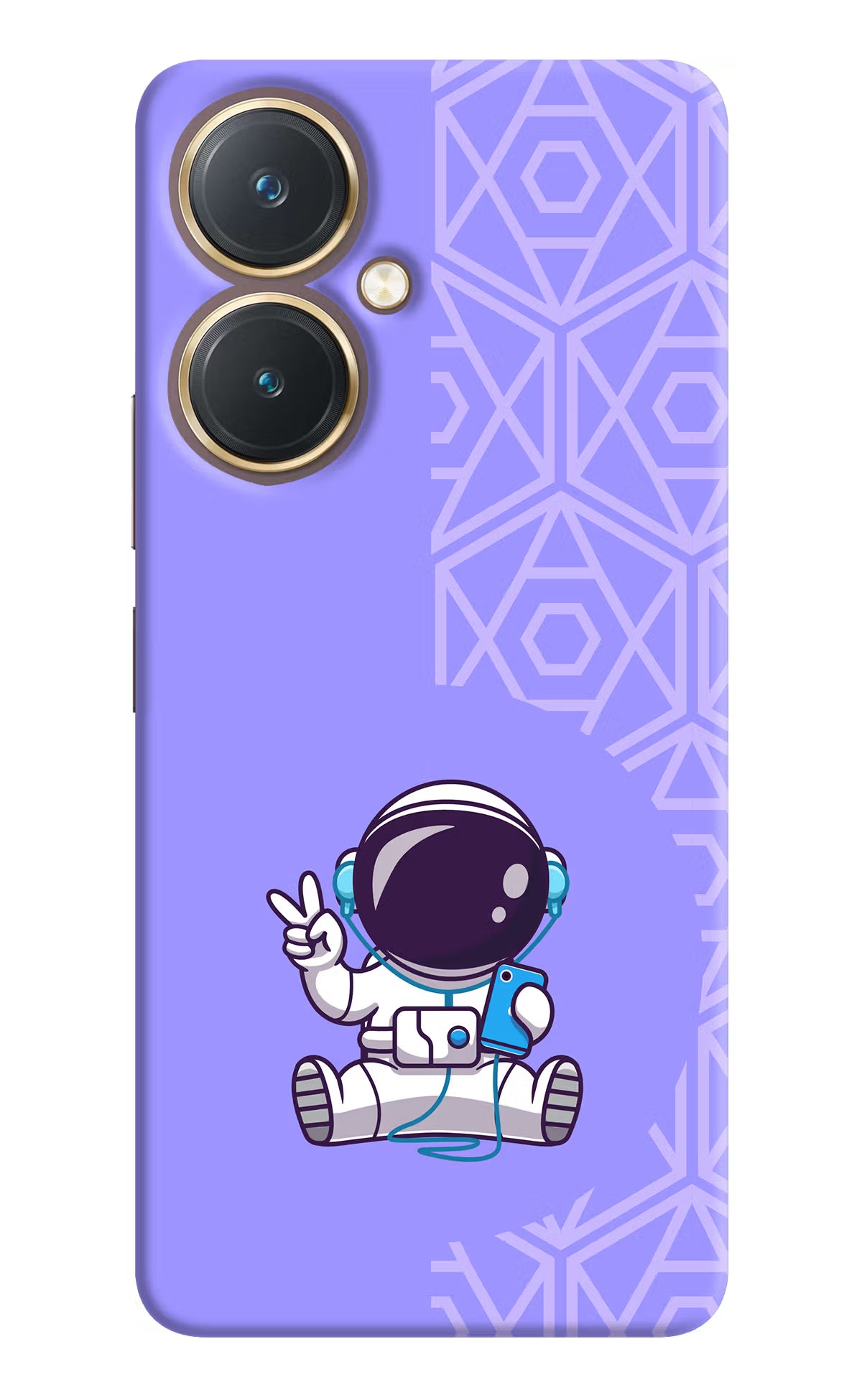 Cute Astronaut Chilling Vivo Y27 Hard Case Back Cover by Casekaro