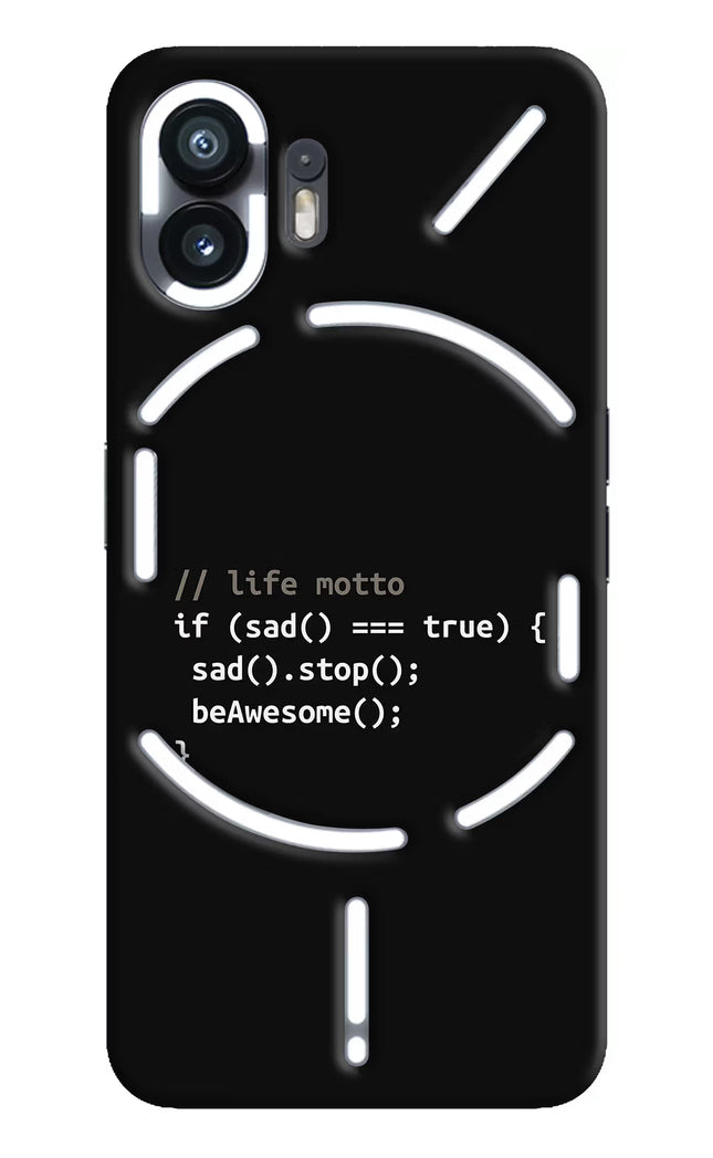 Life Motto Code Nothing Phone 2 Hard Case Back Cover by Casekaro