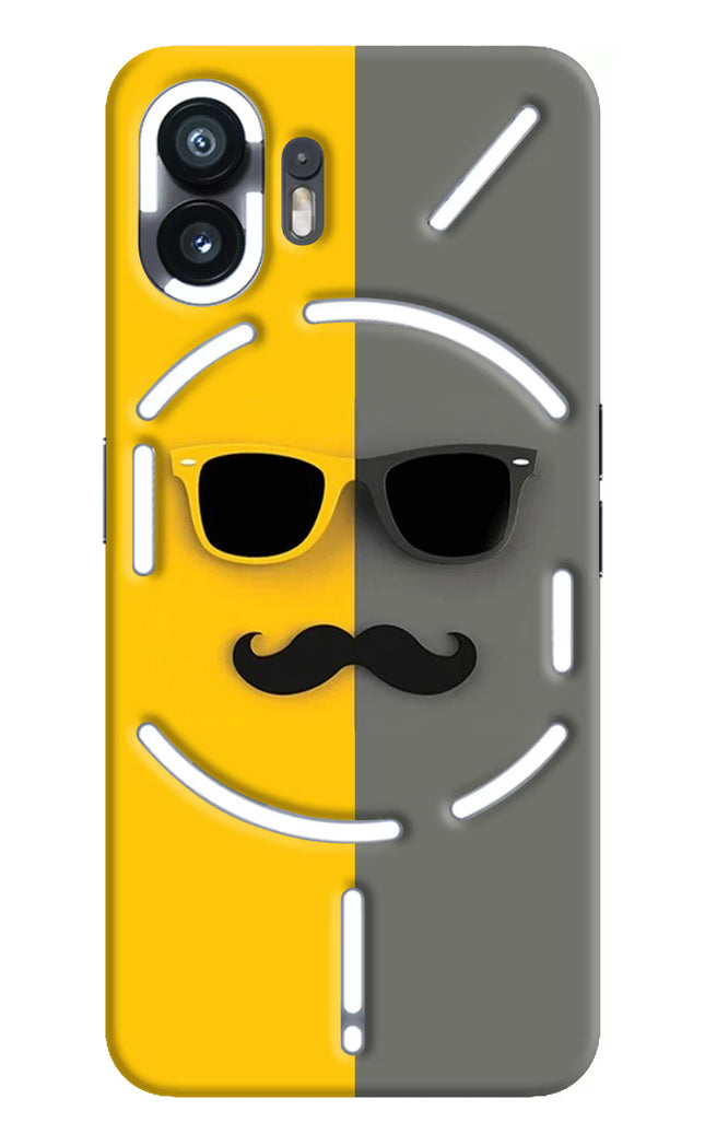 Sunglasses with Mustache Nothing Phone 2 Hard Case Back Cover by Casekaro