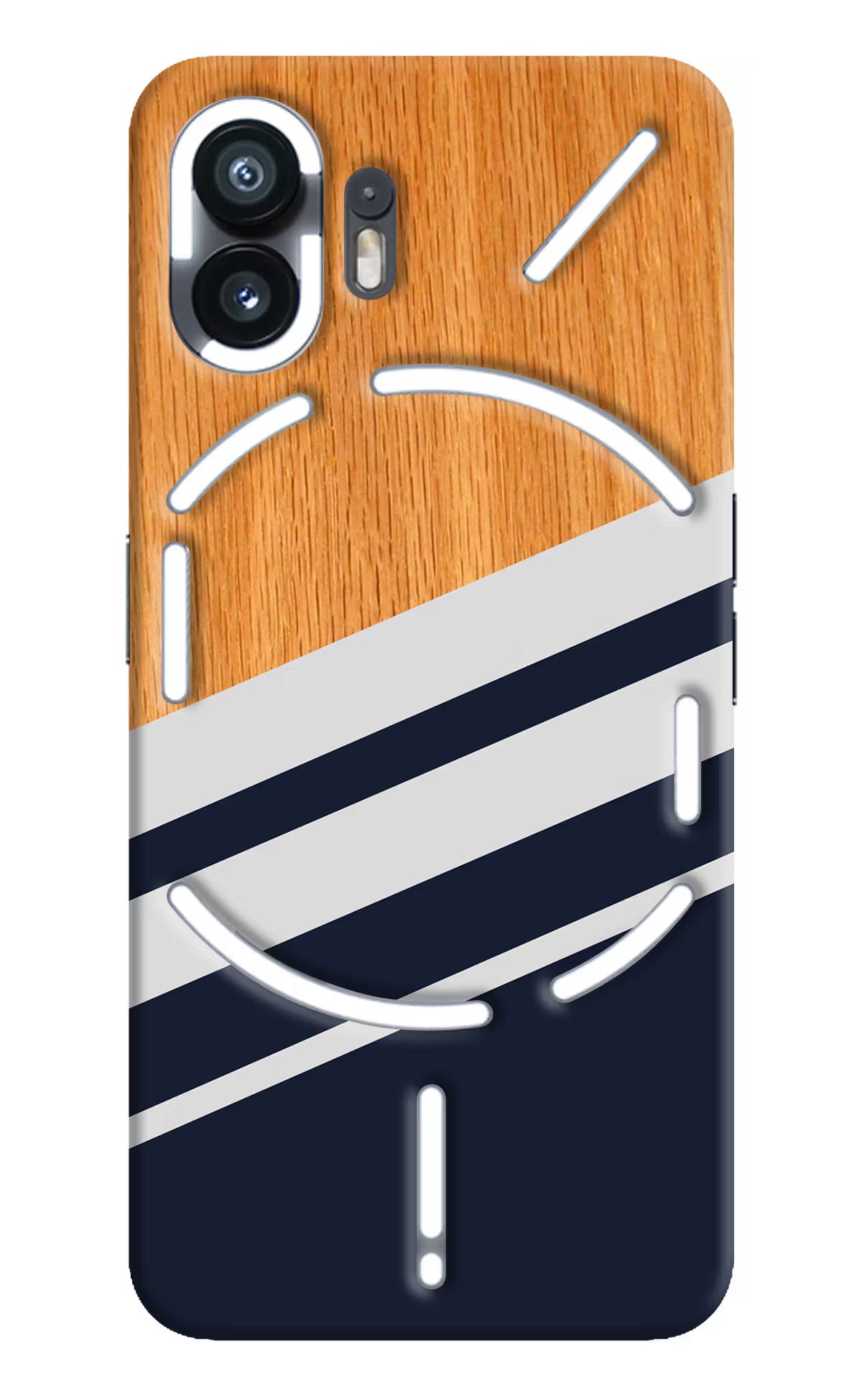 Blue and white wooden Nothing Phone 2 Hard Case Back Cover by Casekaro