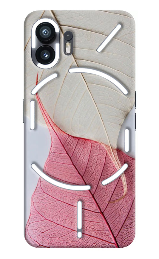 White Pink Leaf Nothing Phone 2 Hard Case Back Cover by Casekaro