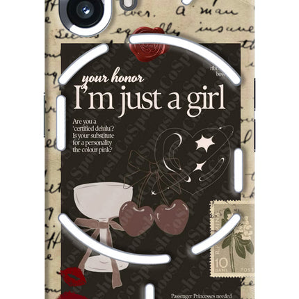 I am just a girl Nothing Phone 2 Hard Case Back Cover by Casekaro